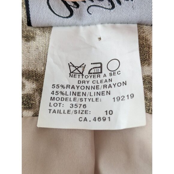 Vintage 1980s Womens Blazer Jacket Size 10 Metallic Gold Shimmer Puffed Sleeve - Picture 8 of 8